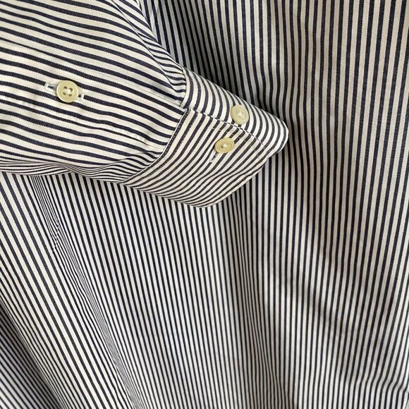 Geoffrey Beene Pinpoint Oxford Wrinkle Free Grey White Button Down Shirt Neck 17 - Picture 5 of 8